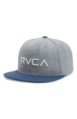 RVCA Twill Snapback Baseball Cap in Heather Grey/Black