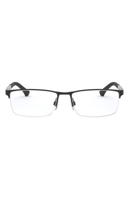 Emporio Armani 53mm Half Rim Optical Glasses in Black Rubber