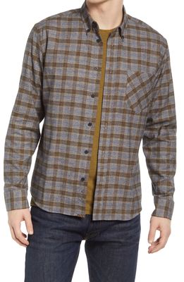 Billy Reid Tuscumbia Plaid Flannel Button-Up Shirt in Grey/Gold