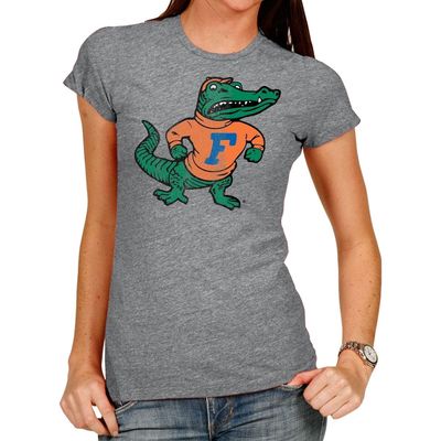 Women's Original Retro Brand Heathered Gray Florida Gators Tri-Blend Crew Neck T-Shirt in Heather Gray