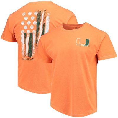 IMAGE ONE Men's Orange Miami Hurricanes Baseball Flag Comfort Colors T-Shirt