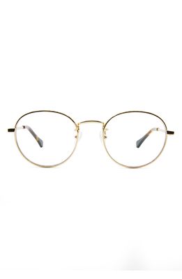 Felix Gray Hamilton 49mm Round Blue Light Blocking Glasses in Gold/Clear