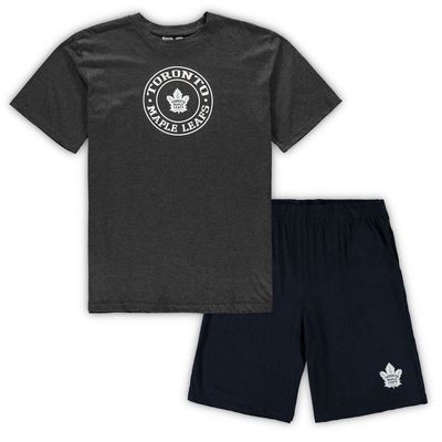 Men's Concepts Sport Navy/Heathered Charcoal Toronto Maple Leafs Big & Tall T-Shirt & Shorts Sleep Set