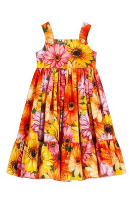 Dolce & Gabbana Kids' Gerbera Daisy Print Cotton Poplin Dress in Gerberaprt