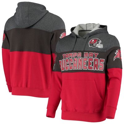 Men's Starter Heathered Pewter/Red Tampa Bay Buccaneers Extreme Fireballer Pullover Hoodie