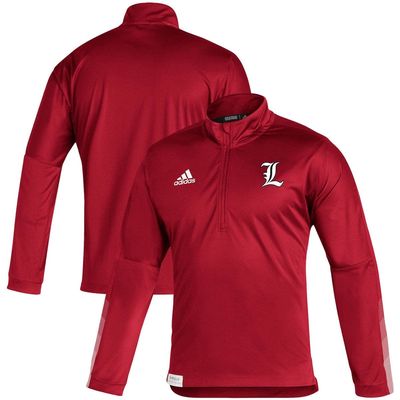Men's adidas Red Louisville Cardinals 2021 Sideline Primeblue Quarter-Zip Jacket