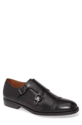 Bruno Magli Barone Double Monk Strap Shoe in Black Leather
