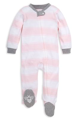 Burt's Bees Baby Rugby Stripe Footie in Blossom