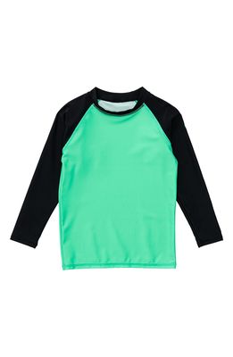 Snapper Rock Kids' Colorblock Long Sleeve Rashguard Top in Black/Ultramarine