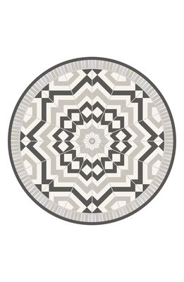 A & A Story Classic Round Vinyl Mat in Neutral Moraccan