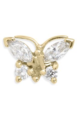 Maria Tash Marquise Diamond Butterfly Stud Earring in Yellow Gold/Diamond