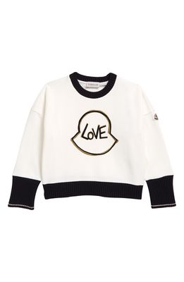 Moncler Kids' Love Fleece Graphic Sweatshirt in Natural