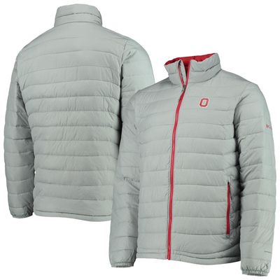 Men's Columbia Gray Ohio State Buckeyes Powder Lite Omni-Heat Reflective Full-Zip Jacket