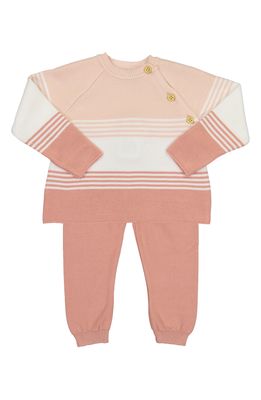 Feltman Brothers Stripe Cotton Sweater & Pants Set in Coral Rose