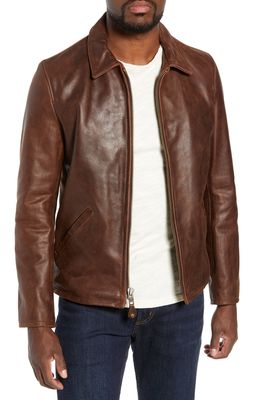 Schott NYC Waxy Naked Buffalo Leather Delivery Jacket in Brown
