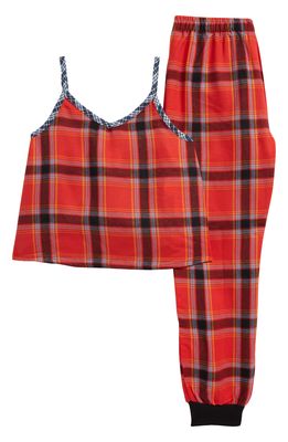 Treasure & Bond Kids' Flannel Two-Piece Pajamas in Red Saucy Alex Plaid