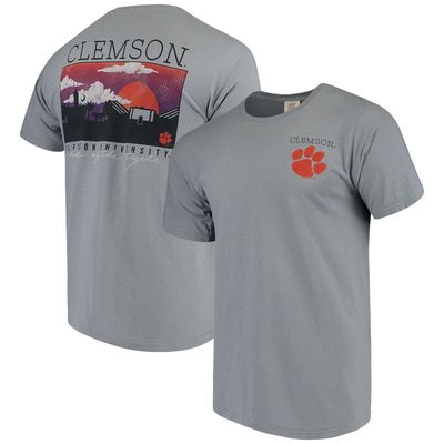 IMAGE ONE Men's Gray Clemson Tigers Comfort Colors Campus Scenery T-Shirt