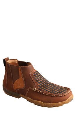 Twisted X Driving Moc Toe Chelsea Boot in Woven Multi Oiled Saddle