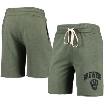 Men's Concepts Sport Heathered Olive Milwaukee Brewers Mainstream Tri-Blend Shorts in Green