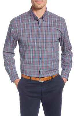 Cutter & Buck Soar Classic Fit Plaid Performance Button-Down Shirt in Nocturnal