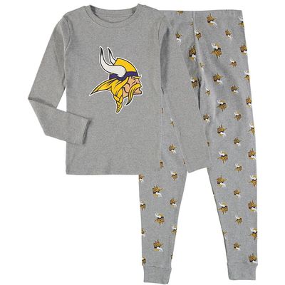 Outerstuff Preschool Heathered Gray Minnesota Vikings Long Sleeve T-Shirt & Pants Sleep Set