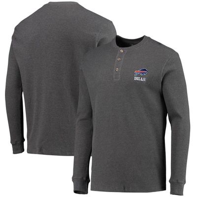 Men's Dunbrooke Heathered Gray Buffalo Bills Logo Maverick Thermal Henley Long Sleeve T-Shirt in Heather Gray