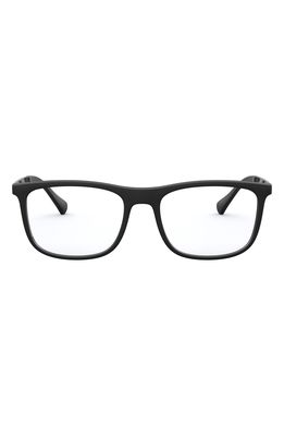 Emporio Armani 53mm Square Optical Glasses in Rubber Black