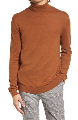 Topman Men's Solid Turtleneck Sweater in Camel