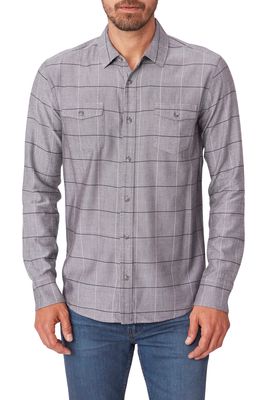 PAIGE Everett Slim Fit Check Button-Up Shirt in Black Amethyst