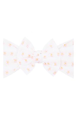Baby Bling Print Bow Headband in White/Pink Flower