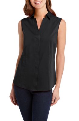 Foxcroft Taylor Non-Iron Sleeveless Shirt in Black