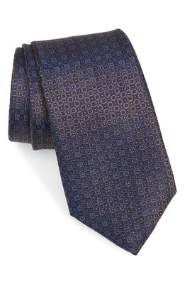 Canali Neat Silk Tie in Brown
