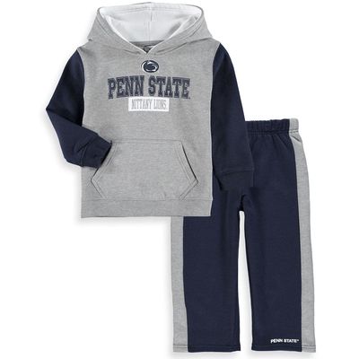 Toddler Colosseum Heathered Gray/Navy Penn State Nittany Lions Back To School Fleece Hoodie And Pant Set in Heather Gray