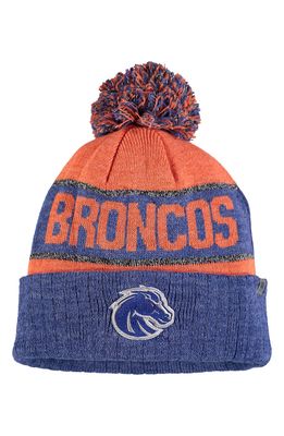 Men's Top of the World Orange/Heather Blue Boise State Broncos Below Zero Cuffed Pom Knit Hat
