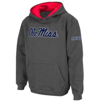 Youth Stadium Athletic Charcoal Ole Miss Rebels Big Logo Pullover Hoodie