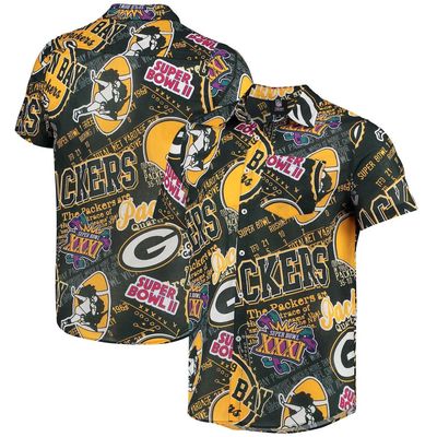 Men's FOCO Green Green Bay Packers Thematic Button-Up Shirt