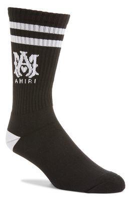AMIRI M.A. Logo Rib Athletic Crew Socks in Black