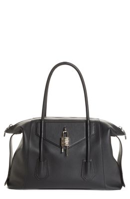 Givenchy Medium Antigona Soft Lock Leather Top Handle Bag in Black