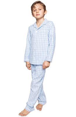 Petite Plume Gingham Check Two-Piece Pajamas in Blue