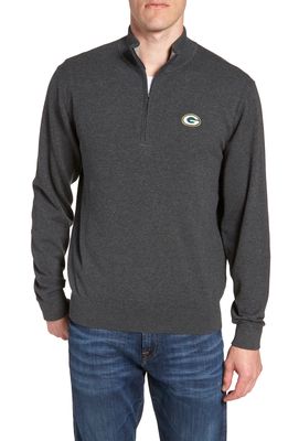Cutter & Buck Green Bay Packers - Lakemont Regular Fit Quarter Zip Sweater in Charcoal Heather