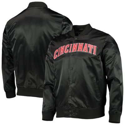 Men's Pro Standard Black Cincinnati Reds Wordmark Satin Full-Snap Jacket