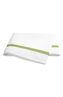 Matouk Lowell 600 Thread Count Flat Sheet in White/Grass