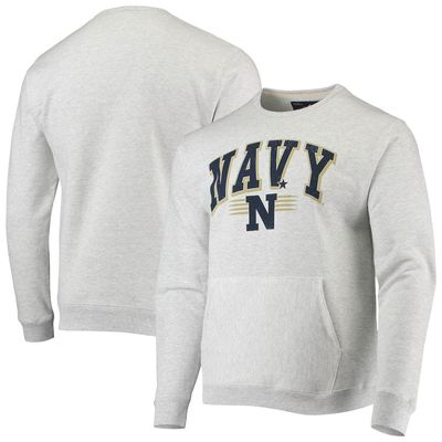 Men's League Collegiate Wear Heathered Gray Navy Midshipmen Upperclassman Pocket Pullover Sweatshirt in Heather Gray