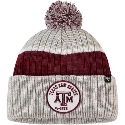 Men's '47 Gray Texas A & M Aggies Holcomb Cuffed Knit Hat with Pom