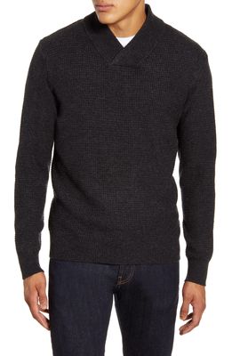 Schott NYC Waffle Knit Thermal Wool Blend Pullover in Black