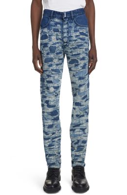 Givenchy Destroyed Slim Fit Jeans in 420-Medium Blue