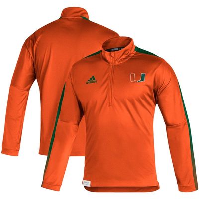 Men's adidas Orange Miami Hurricanes 2021 Sideline Primeblue Quarter-Zip Jacket