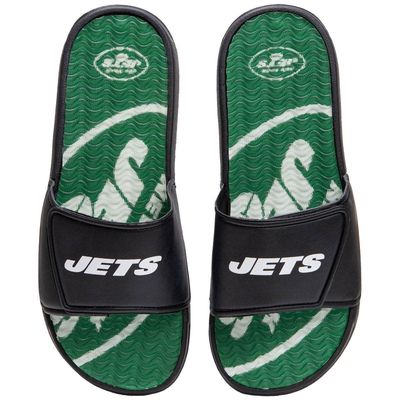 Men's FOCO New York Jets Wordmark Gel Slide Sandals in Green