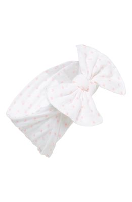 Baby Bling Bow Head Wrap in White W/Pink Dot