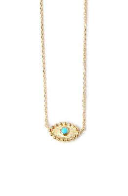 Anzie Dew Drop Turquoise Evil Eye Pendant Necklace in Gold